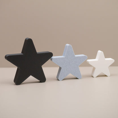 Star Ornaments - Black, Stone and White - Set of 3 Stars