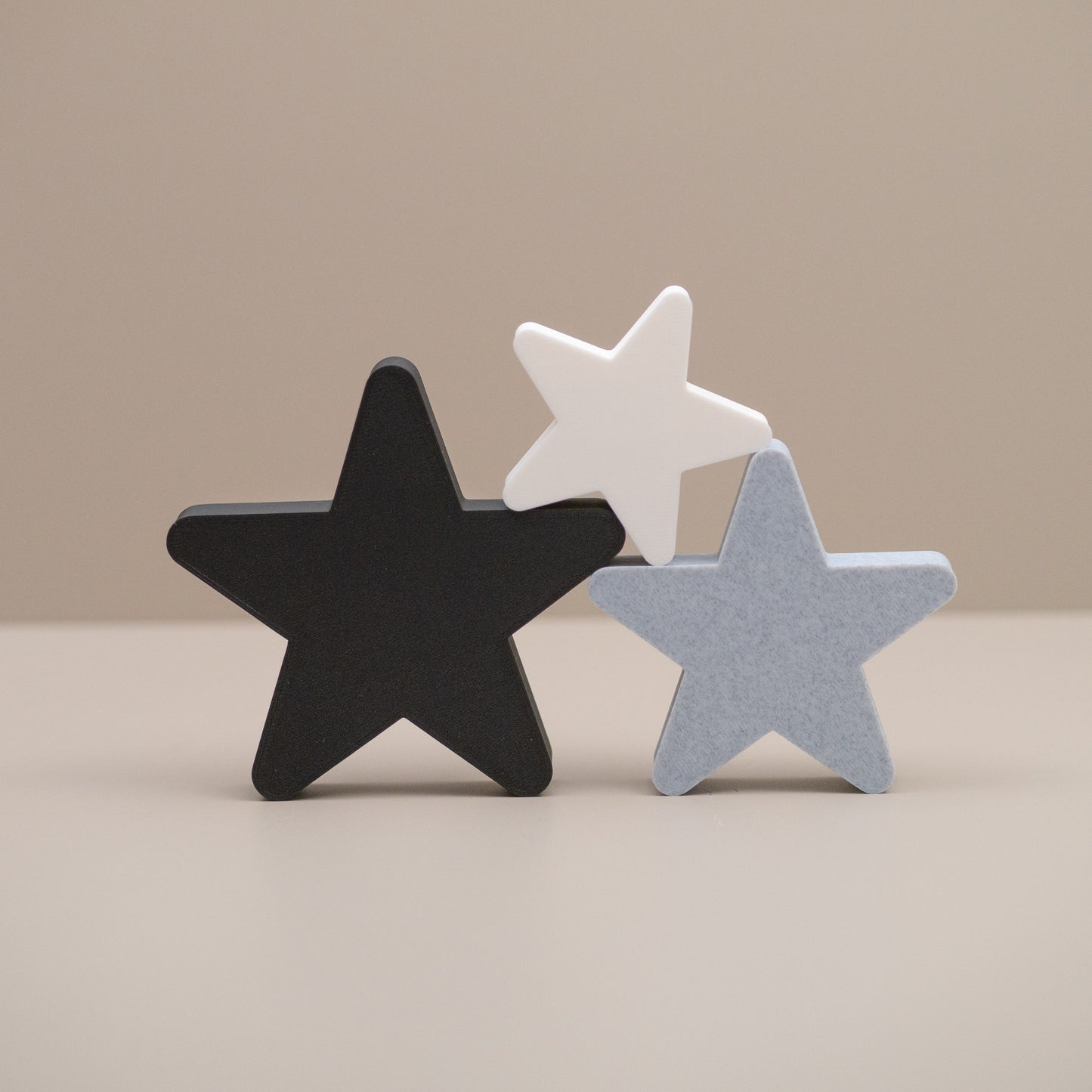 Star Ornaments - Black, Stone and White - Set of 3 Stars
