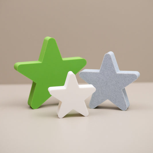 Star Ornaments - Lime Green, Stone and White - Set of 3 Stars