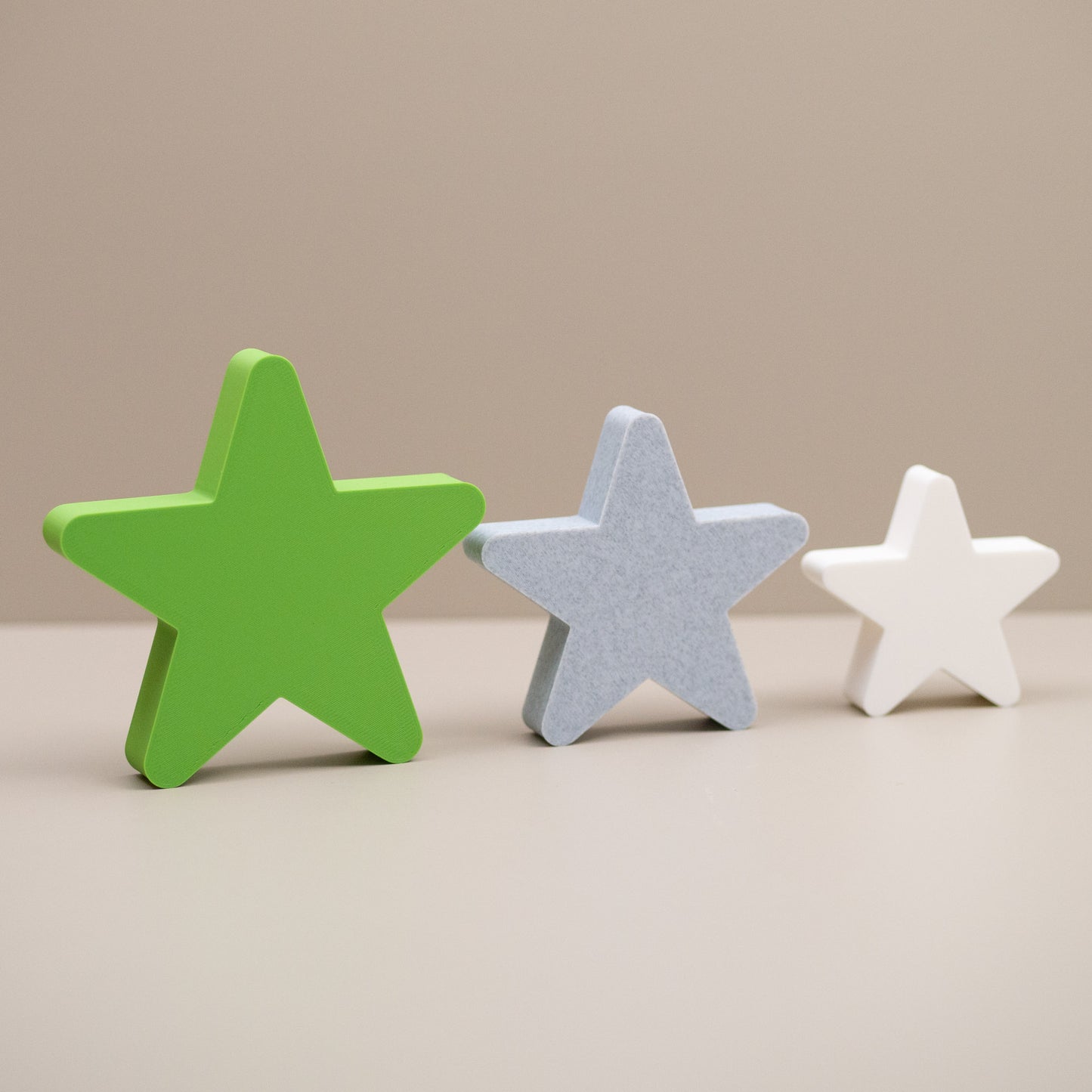 Star Ornaments - Lime Green, Stone and White - Set of 3 Stars