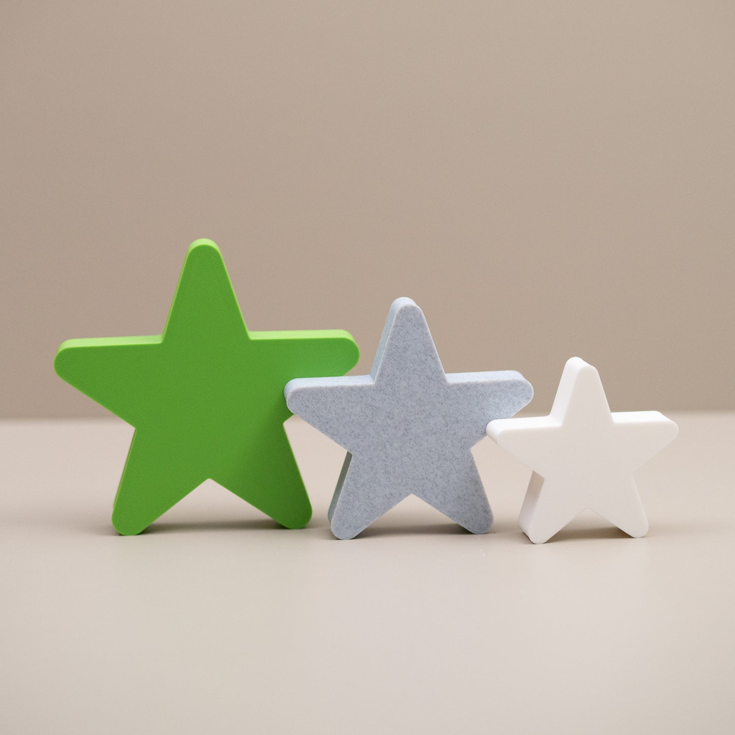 Star Ornaments - Lime Green, Stone and White - Set of 3 Stars