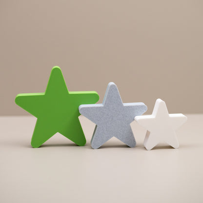 Star Ornaments - Lime Green, Stone and White - Set of 3 Stars