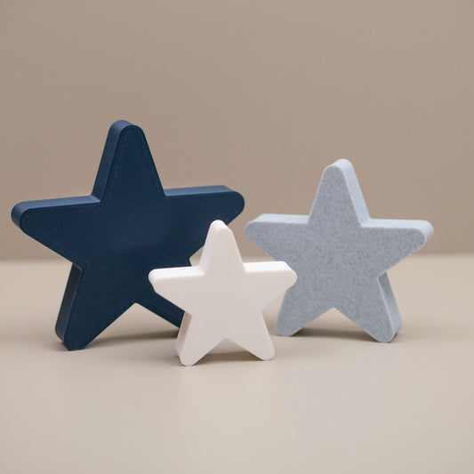 Star Ornaments - Navy Blue, Stone and White - Set of 3 Stars