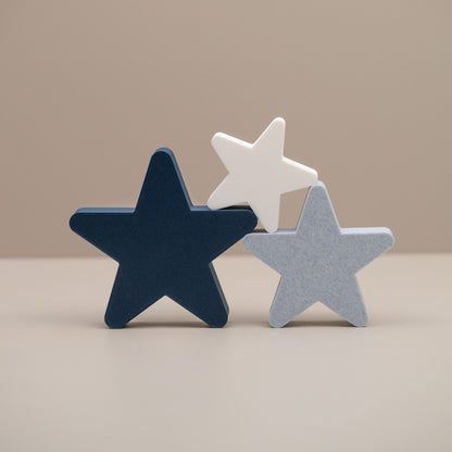 Star Ornaments - Navy Blue, Stone and White - Set of 3 Stars