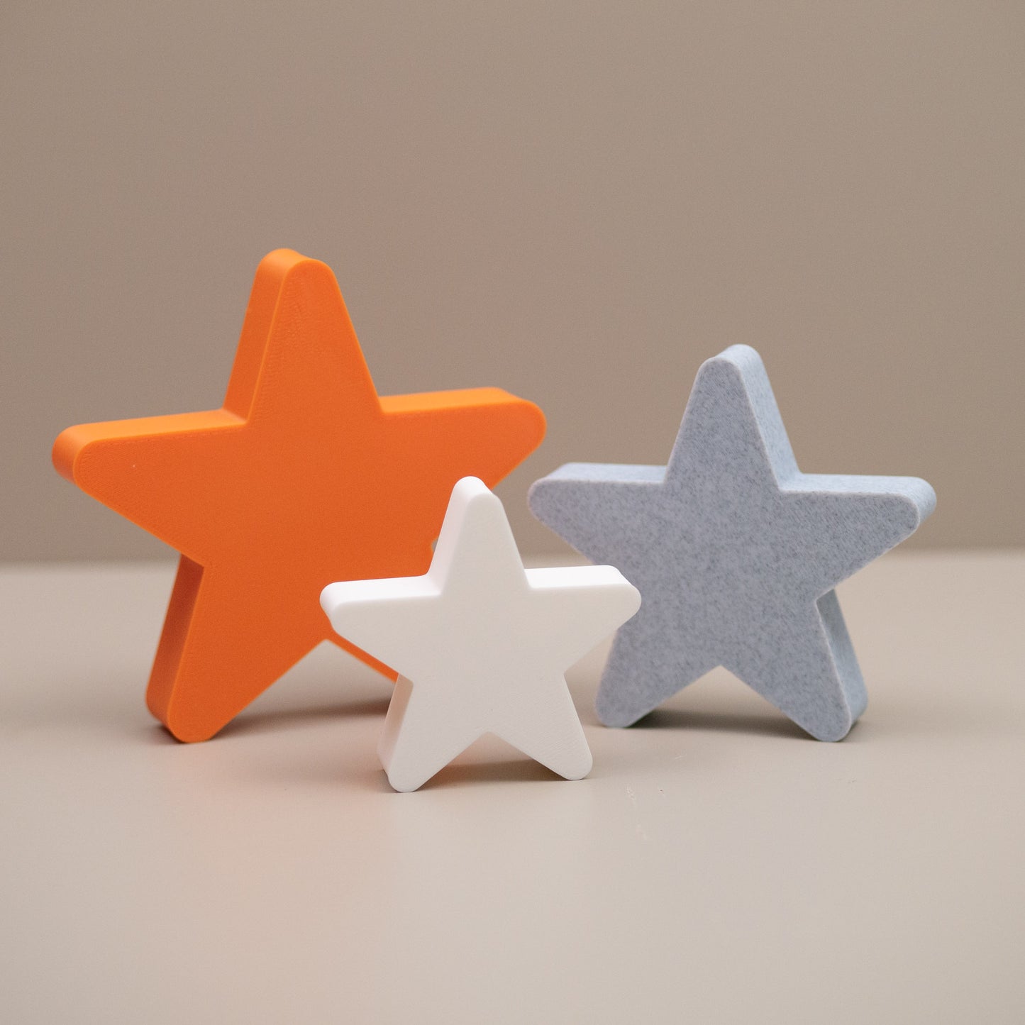 Star Ornaments - Orange, Stone and White - Set of 3 Stars