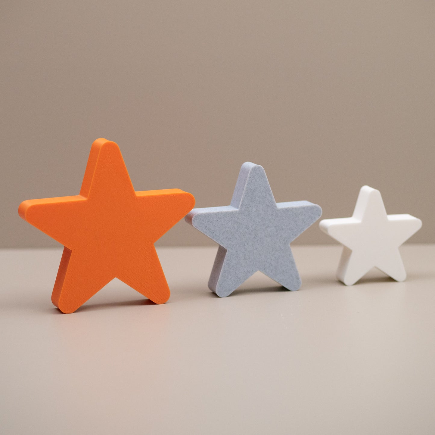 Star Ornaments - Orange, Stone and White - Set of 3 Stars