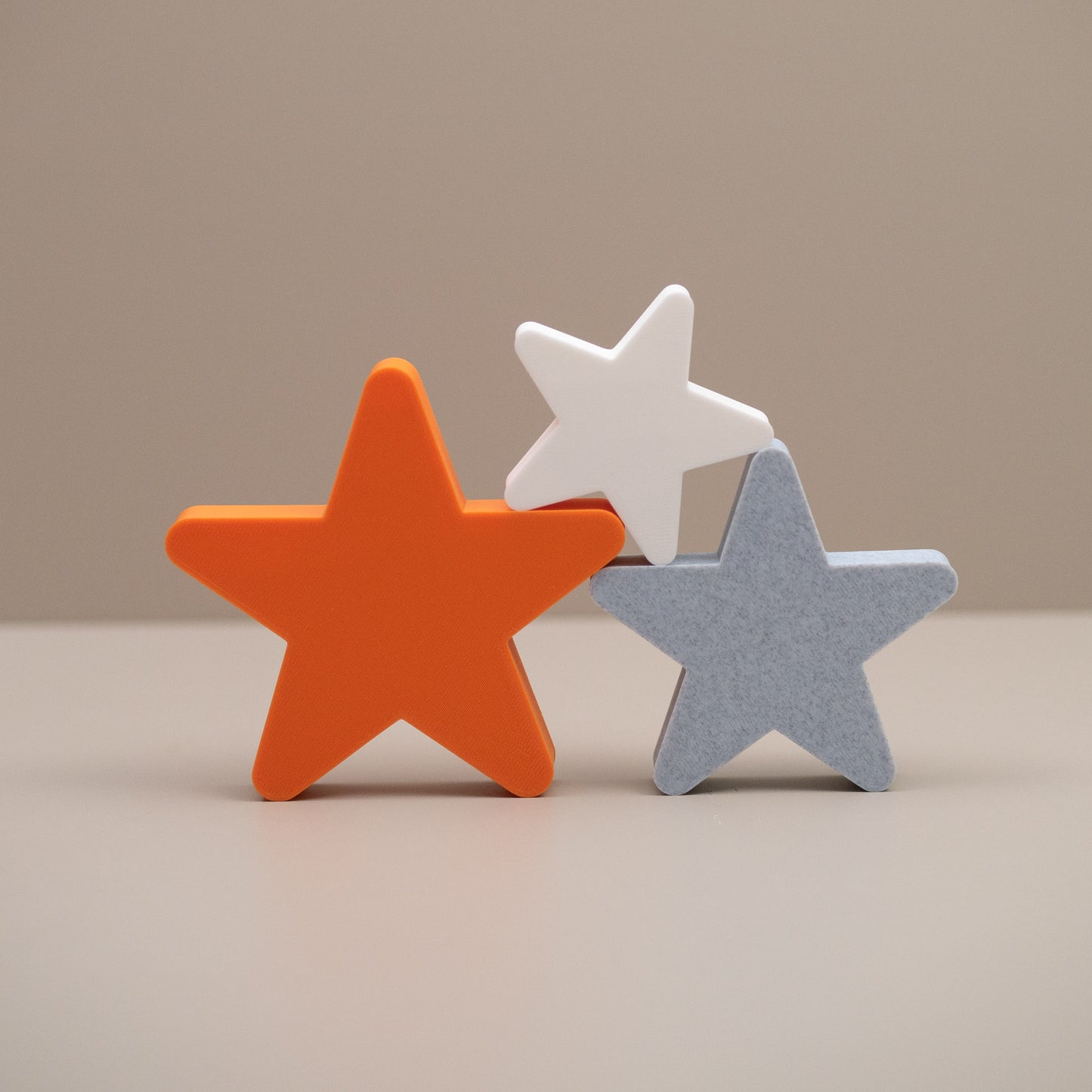 Star Ornaments - Orange, Stone and White - Set of 3 Stars