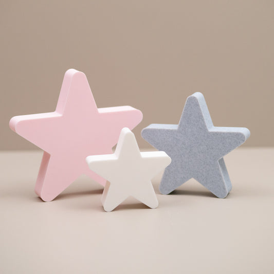 Freestanding Star Ornaments - Blush Pink, Stone and White - Set of 3 Stars
