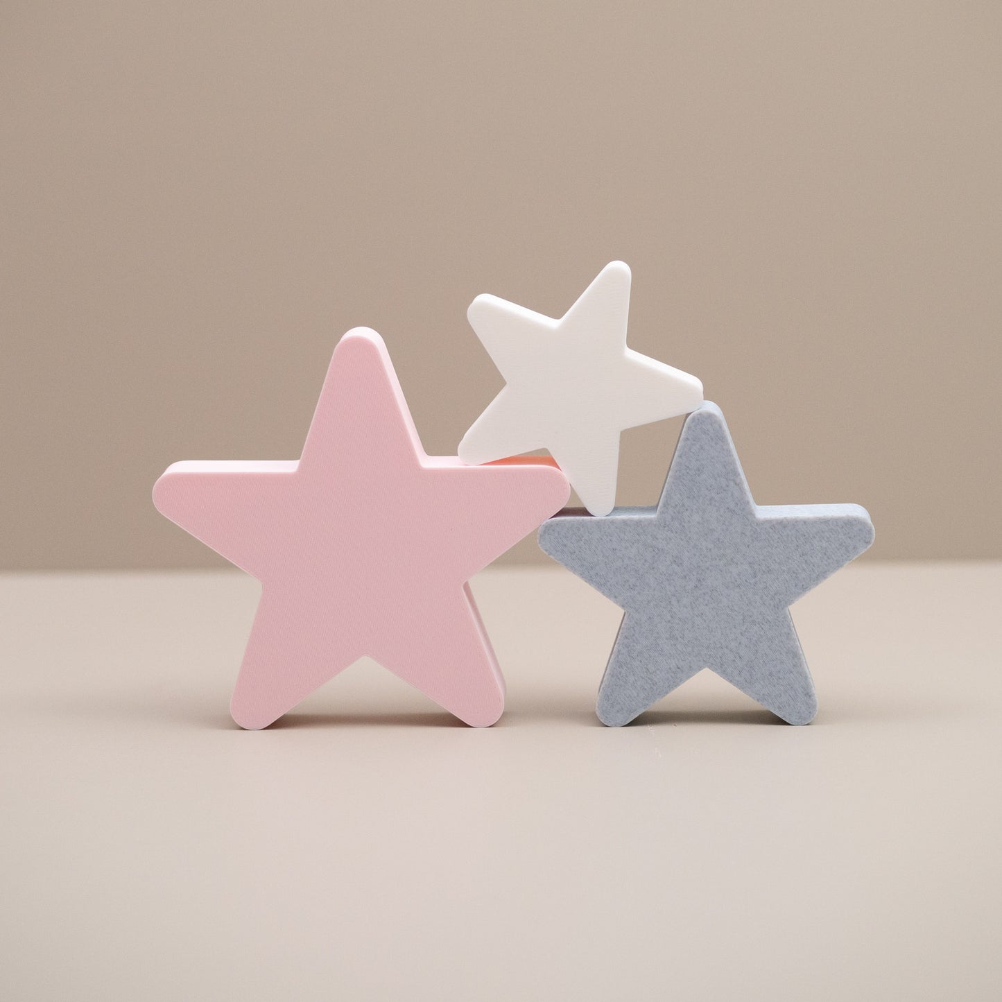 Freestanding Star Ornaments - Blush Pink, Stone and White - Set of 3 Stars