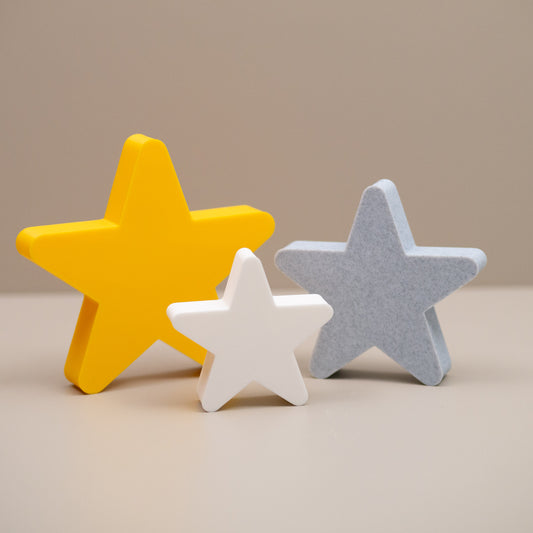 Star Ornaments - Yellow, Stone and White - Set of 3 Stars