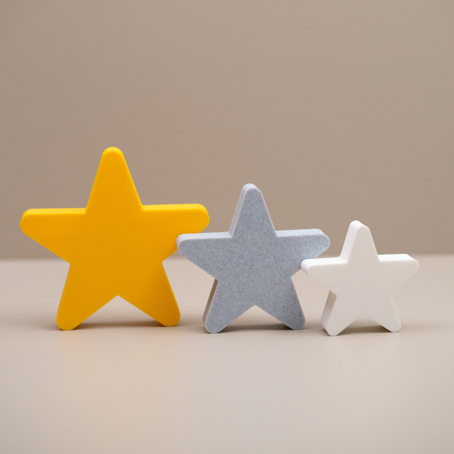 Star Ornaments - Yellow, Stone and White - Set of 3 Stars