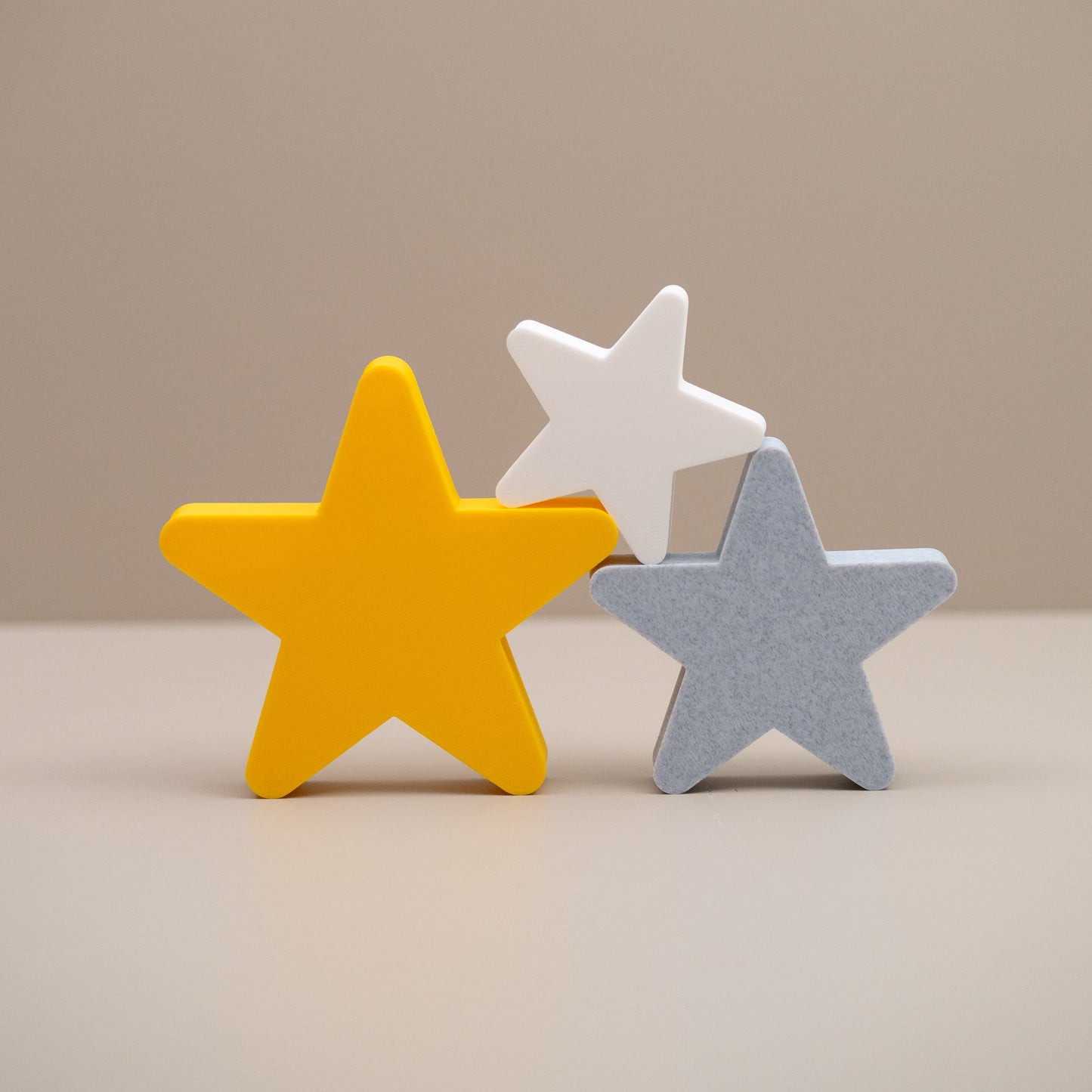 Star Ornaments - Yellow, Stone and White - Set of 3 Stars