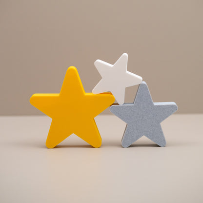 Star Ornaments - Yellow, Stone and White - Set of 3 Stars