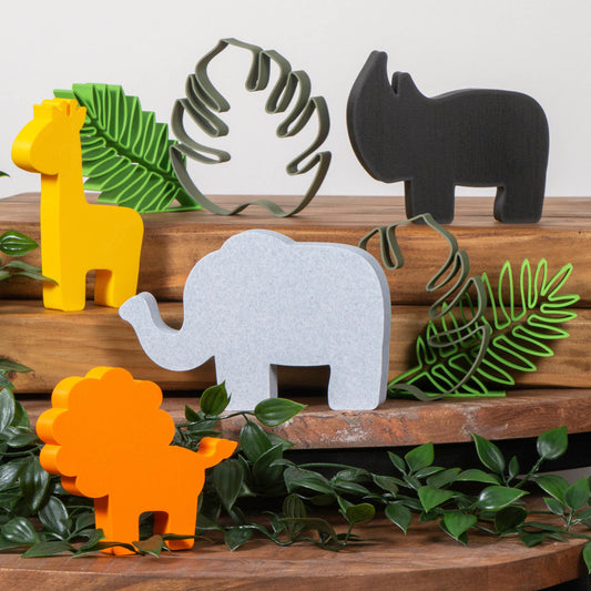 Freestanding Safari Animal Ornaments - Elephant, Rhino, Giraffe and Lion - Vantage 3D Prints