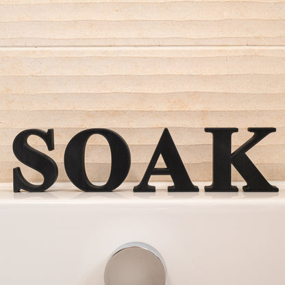 Soak Bathroom Ornament Freestanding Decorative Letters - Serif Font in Black - Vantage 3D Prints