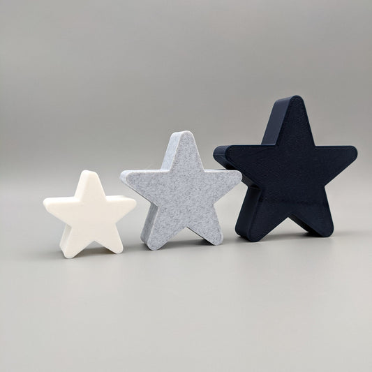 Freestanding Star Ornaments - Navy Blue, Stone and White - Set of 3 Stars - Vantage 3D Prints