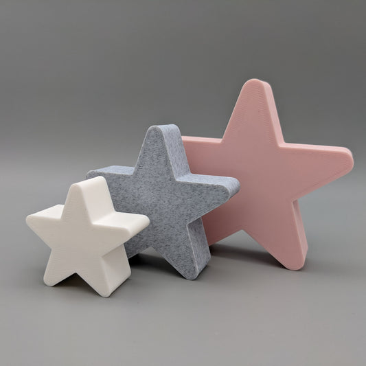 Freestanding Star Ornaments - Blush Pink, Stone and White - Set of 3 Stars - Vantage 3D Prints