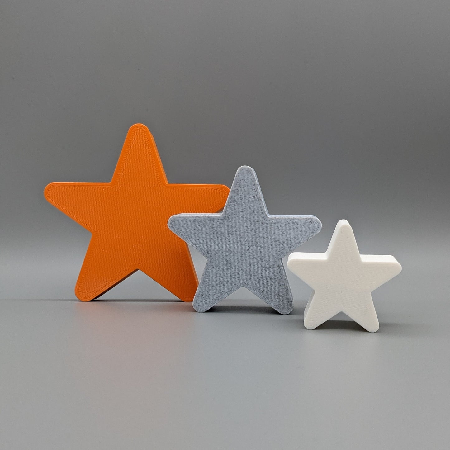 Freestanding Star Ornaments - Orange, Stone and White - Set of 3 Stars - Vantage 3D Prints