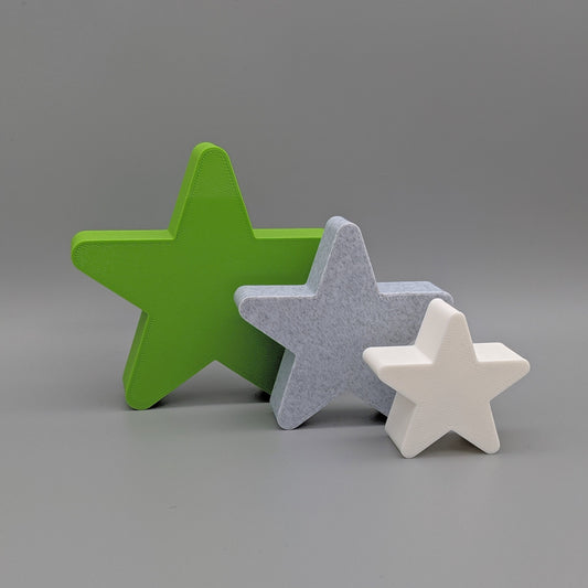 Freestanding Star Ornaments - Lime Green, Stone and White - Set of 3 Stars - Vantage 3D Prints