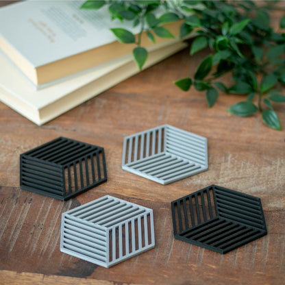 Silver Coloured - Geometric Cube Coasters - 4 or 8 Pack