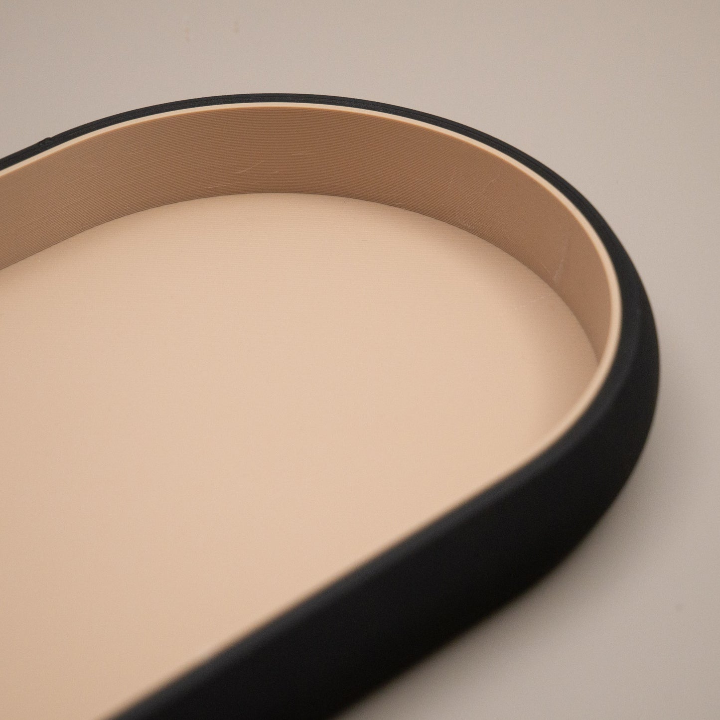Black and Beige Oval Trinket Dish Catchall: Entryway Tidy Key Tray, Bedside Table Dish