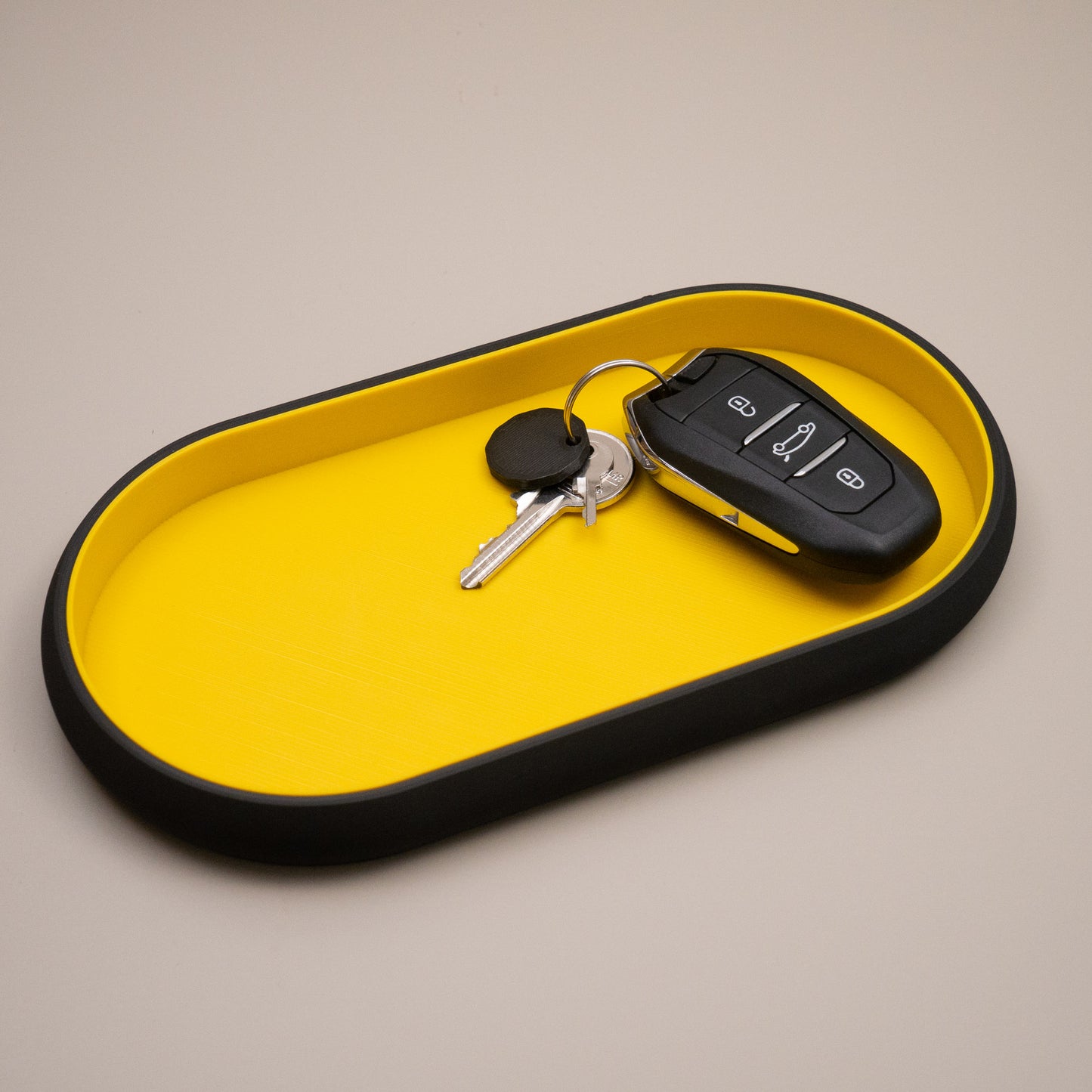 Oval Trinket Dish Key Tray: Two tone in black and bright colour combination