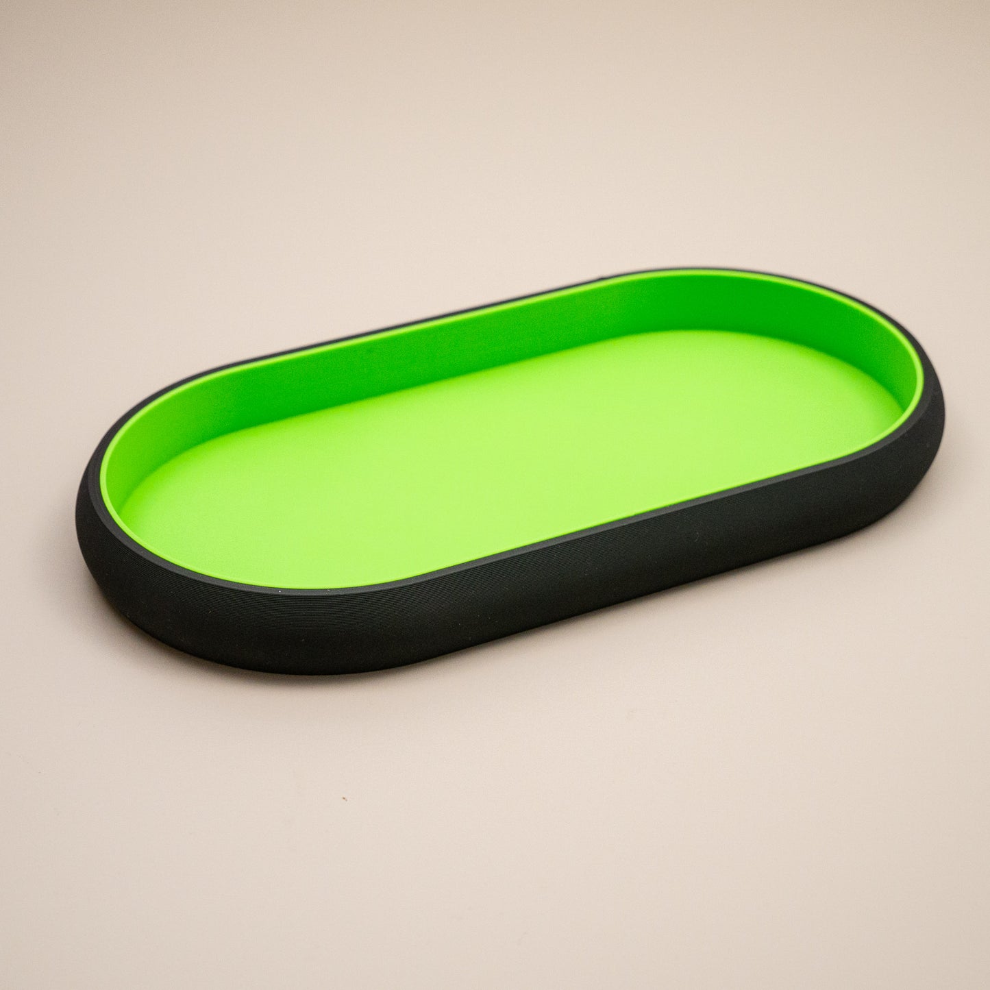 Oval Trinket Dish Key Tray: Two tone in black and bright colour combination