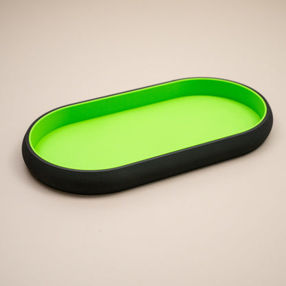 Oval Trinket Dish Key Tray: Two tone in black and bright colour combination