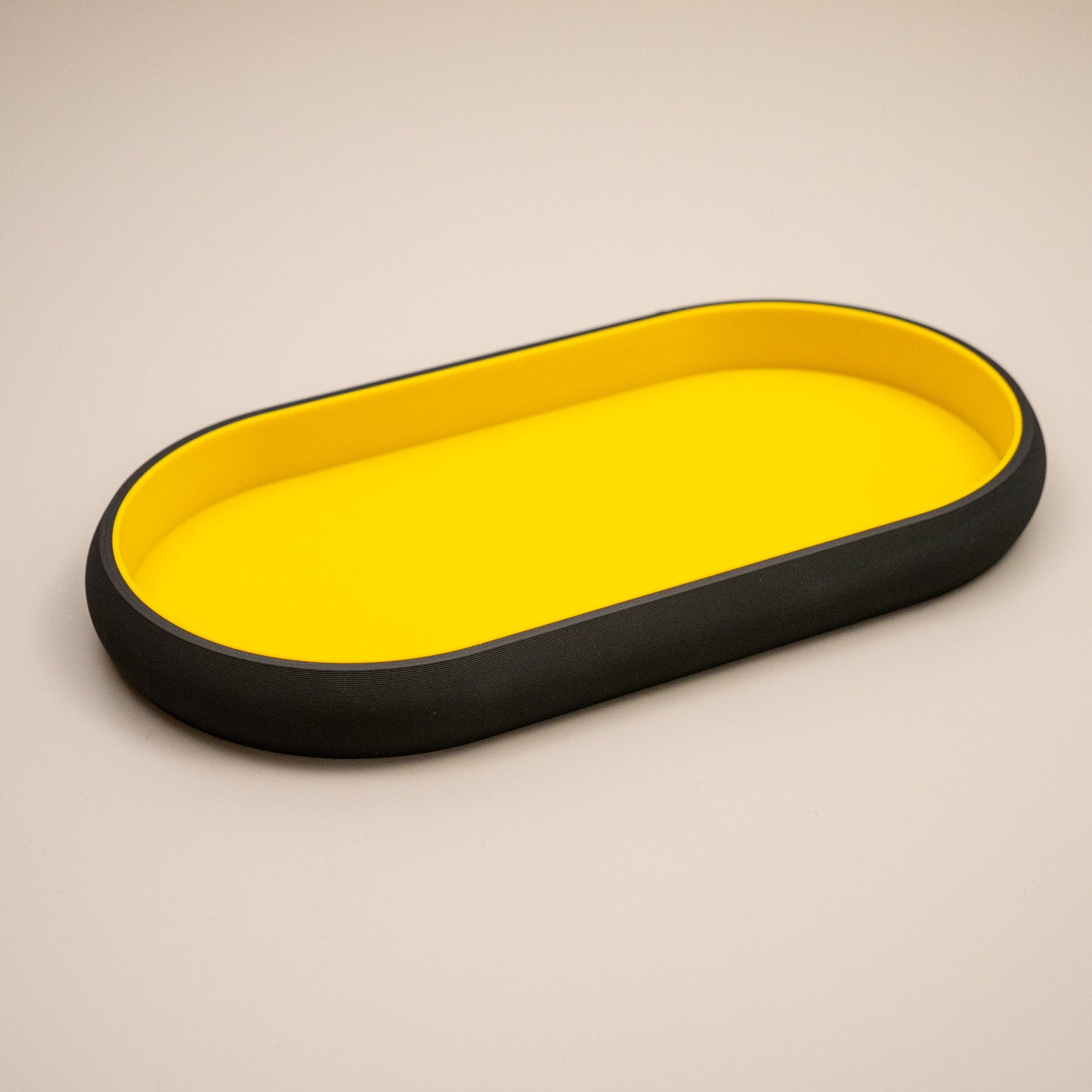 Oval Trinket Dish Key Tray: Two tone in black and bright colour combination