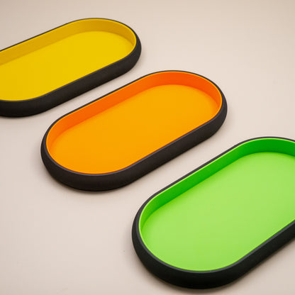 Oval Trinket Dish Key Tray: Two tone in black and bright colour combination