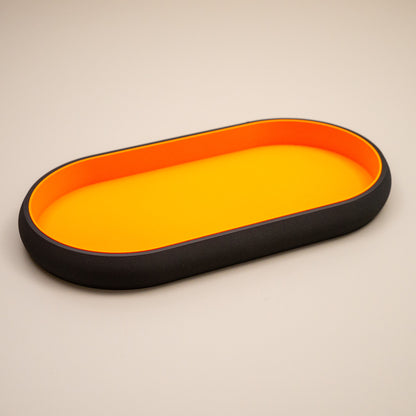 Oval Trinket Dish Key Tray: Two tone in black and bright colour combination