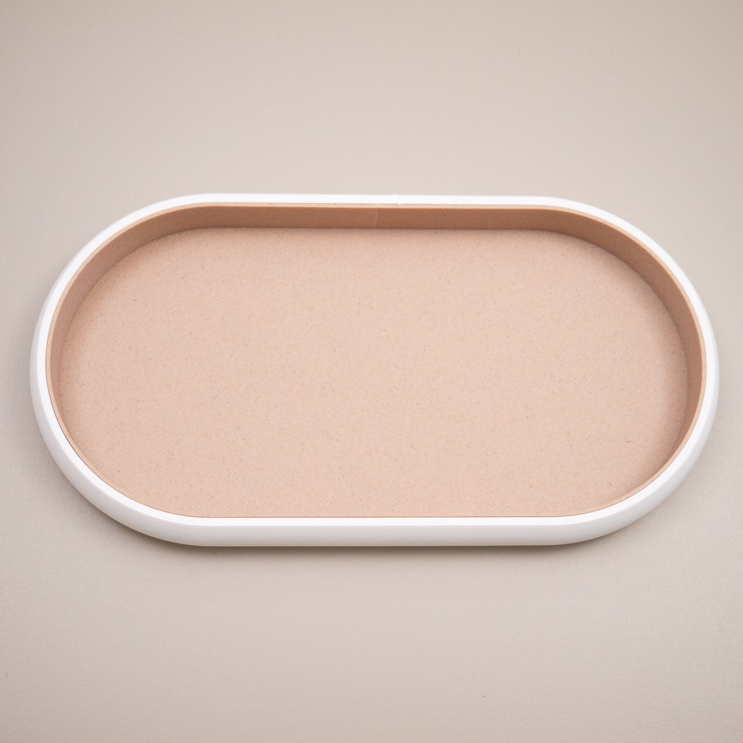 White & Wood Effect Oval Trinket Dish Catchall: Entryway Tidy Key Tray, Bedside Table Dish
