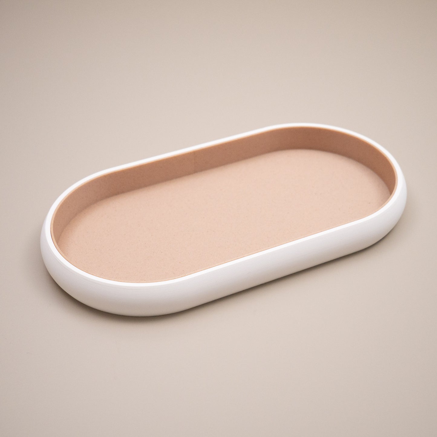 White & Wood Effect Oval Trinket Dish Catchall: Entryway Tidy Key Tray, Bedside Table Dish
