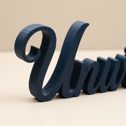 Unwind Word Ornament – Freestanding Cursive Decor for Shelf, Mantel or Living Room Display