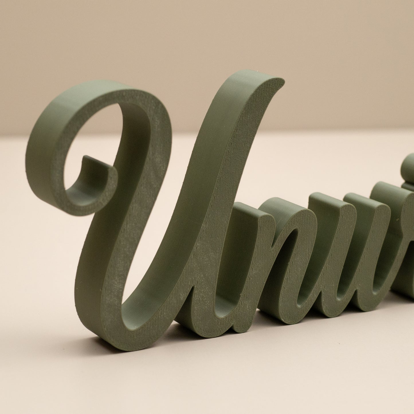 Unwind Word Ornament – Freestanding Cursive Decor for Shelf, Mantel or Living Room Display