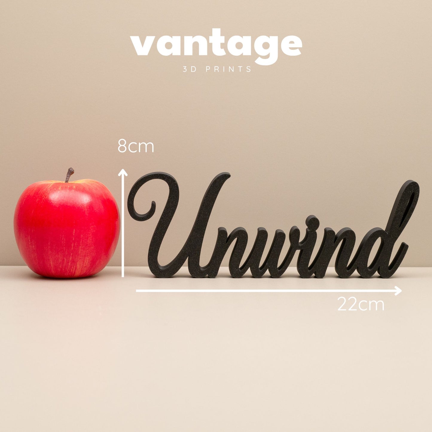 Unwind Word Ornament – Freestanding Cursive Decor for Shelf, Mantel or Living Room Display