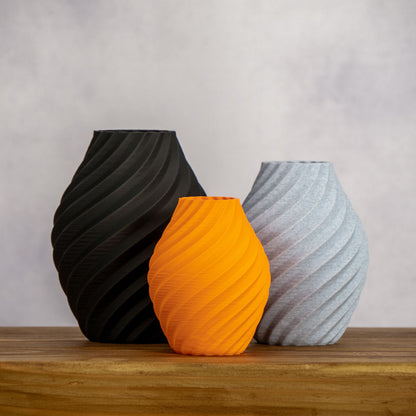 Black, Stone Effect Grey and Orange Swirl Decorative Ornament - Vantage 3D Prints