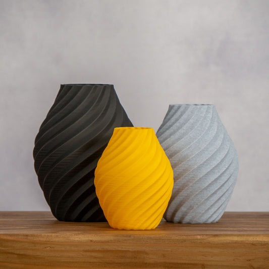 Black, Stone Effect Grey and Yellow Swirl Decorative Ornament - Vantage 3D Prints