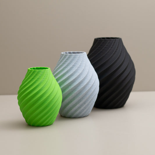Black, Stone Effect Grey and Lime Green Swirl Decorative Ornament
