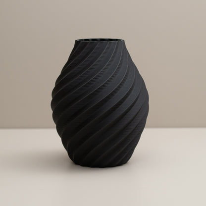 Black Vase - Swirl Effect  - Decorative 3D Print Ornament