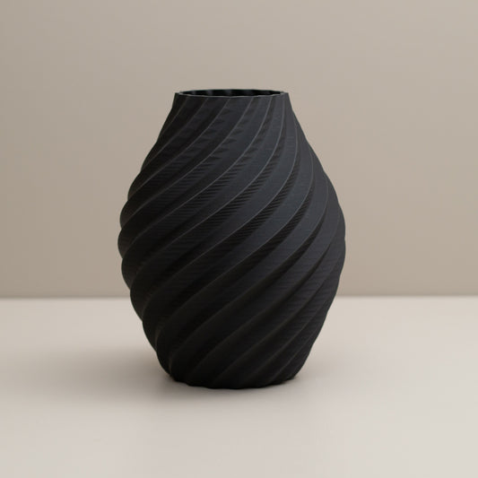 Black Vase - Swirl Effect  - Decorative 3D Print Ornament