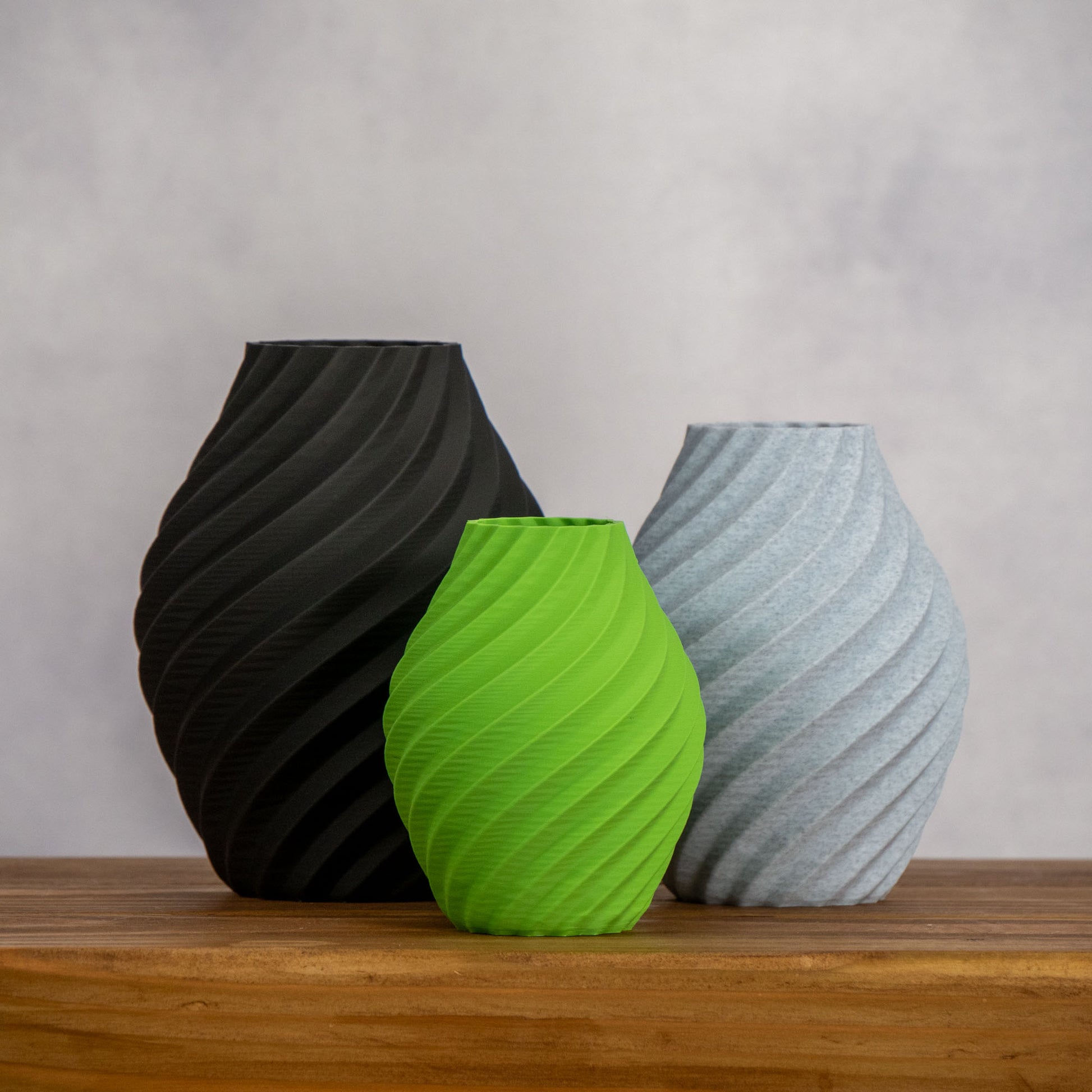 Black, Stone Effect Grey and Lime Green Swirl Decorative Ornament - Vantage 3D Prints