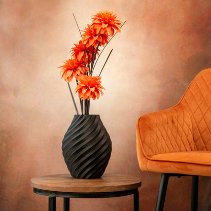 Swirl Effect Vase - Decorative Ornament - Black