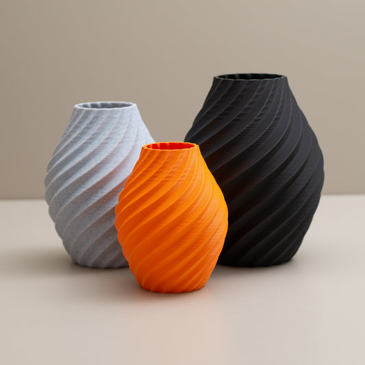 Black, Stone Effect Grey and Orange Swirl Decorative Ornament