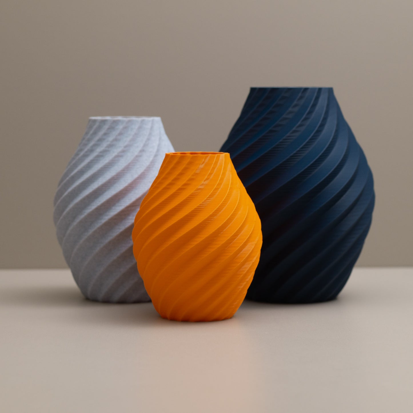 Navy, Stone Effect Grey and Orange Swirl Decorative Ornament