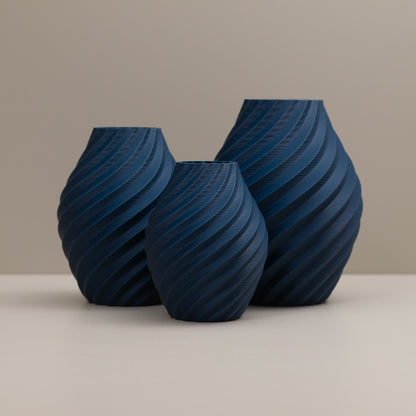 Navy, Stone Effect Grey and Yellow Swirl Decorative Ornament
