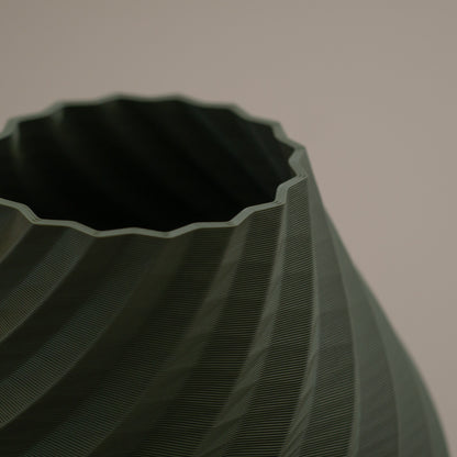 Olive Green Vase - Swirl Effect  - Decorative 3D Print Ornament