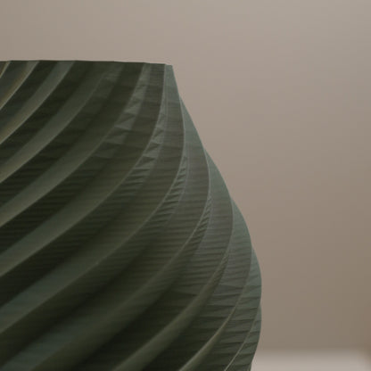 Olive Green Vase - Swirl Effect  - Decorative 3D Print Ornament