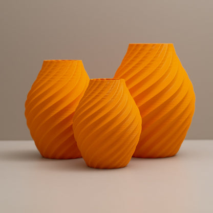 Orange Vase - Swirl Effect  - Decorative 3D Print Ornament