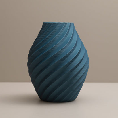 Kingfisher Teal Blue Vase - Swirl Effect  - Decorative 3D Print Ornament